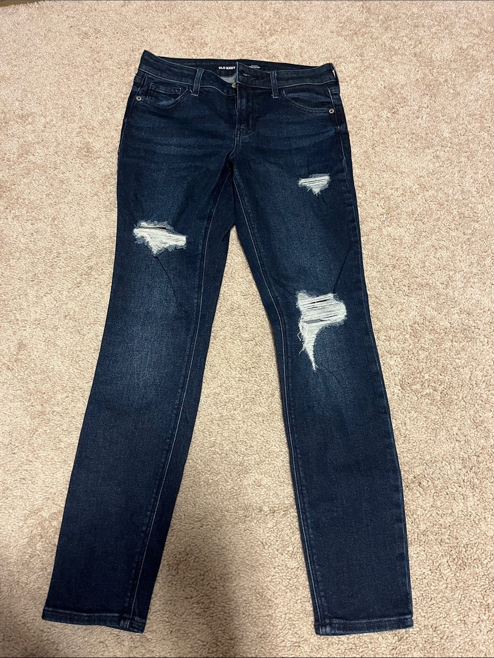 Old Navy Women's Dark Indigo Distressed Skinny Jeans